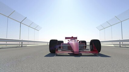 Aufkleber - Red High Speed Sports Racing Car Slowly Finishing Race. Sports And Car Racing Related 3D Animation.