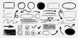© Nataliia - Set of black hand drawn grunge doodle spiral charcoal, chalk arrows, stamp, abstract shapes. Scribble symbols of direction pointers, swirl arrow elements for infographic design