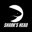 shark's head logo design black and white vector