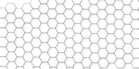 Wall Mural - Abstract white background with hexagon and hexagonal background. Luxury white pattern with hexagons. abstract 3d hexagonal background with shadow. 3D futuristic abstract honeycomb mosaic background.