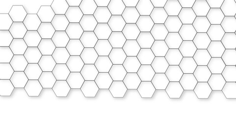 Wall Mural - Abstract white background with hexagon and hexagonal background. Luxury white pattern with hexagons. abstract 3d hexagonal background with shadow. 3D futuristic abstract honeycomb mosaic background.