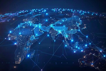 Wall Mural - Digital Map of Asian Network Technology created with Generative AI