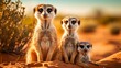 A collection of meerkats perched atop a sandy hill, surveying their surroundings with curiosity and alertness