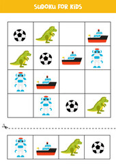 Sticker - Educational Sudoku game with cute cartoon toys.