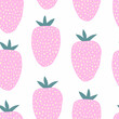 Seamless pattern with Strawberry. Trendy hand drawn textures. Modern abstract design for wrapping paper, cover, fabric, manufacturing, wallpaper.
