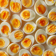 Fondo con detalle y textura de multitud de huevos cocidos con aspecto delicioso