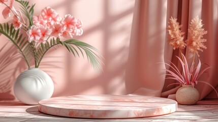 Poster - Warm Afternoon Light on Elegant Home Decor With Flowers