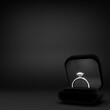Engagement ring in a black wedding box. 3d render.