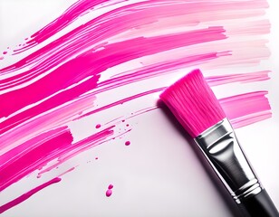 Poster - Magenta paint brushstroke on a white background