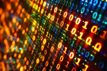 Wall Mural - background of digital binary code, program code, blurred abstract technological background of a soft