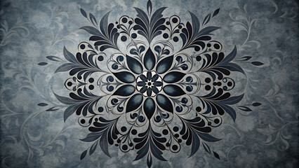 Wall Mural - Black and white seamless floral wallpaper with vintage floral pattern design