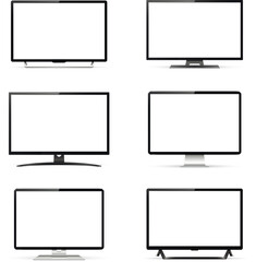 Wall Mural - Set of computer monitors isolated on white background