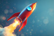 A rocket taking off. Startup launch