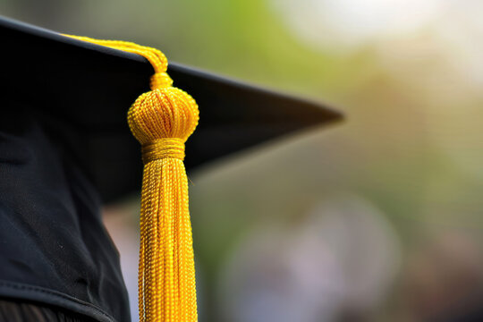 Close up of graduation cap and tassel, concept of graduation 