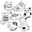 cartoon black and white kitties on a white background