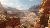 Fototapeta  - A panoramic view of a desert canyon