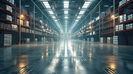Aufkleber - Logistics warehouse. Generative AI.