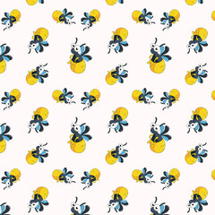 Wall Mural - bees pattern illustration 