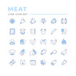 Set color line icons of meat