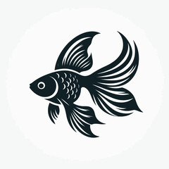 Goldfish silhouette vector illustration White Background