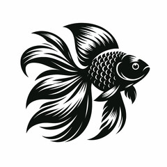 Wall Mural - Goldfish silhouette vector illustration White Background