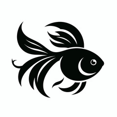 Goldfish silhouette vector illustration White Background