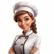 Isolated smiling chef character in white uniform on white background