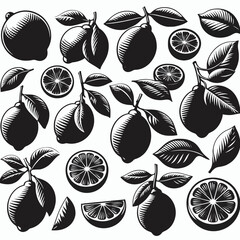 Limes fruit silhouette vector illustration White Background