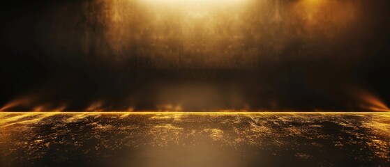 Leinwandbilder - Abstract black anthracite gray 3d room texture for product presentation concept with metallic panels decor and golden gold light from spotlights..