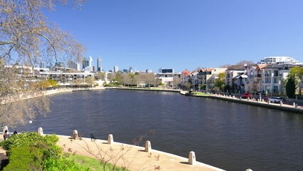 Wall Mural - Perth, Australia. Skyscrapers of Downtown Perth from Elizabeth Quay at night