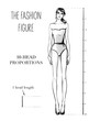 Fashion figure sketch. 10-head figure proportions. Black and white sketch. Woman body drawing. Fashion illustration