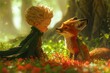 Touching moment when the Little Prince meets the wise fox and learns about friendship and love. 