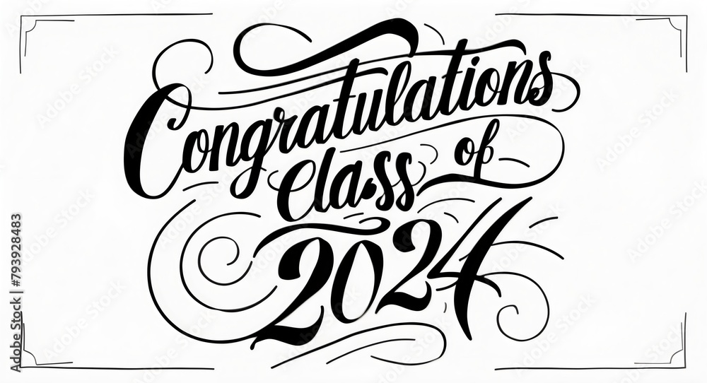 Congratulations to the Class of 2024 stylish written text on a simple ...