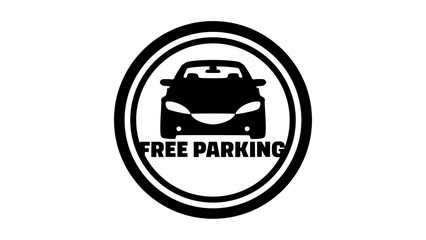 Free parking sign, black isolated silhouette