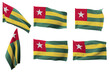 Large pictures of six different positions of the flag of Togo
