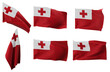 Large pictures of six different positions of the flag of Tonga