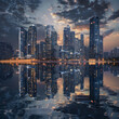 The Sublime Intersection of Nature and Architecture: A Twilight Cityscape Reflection