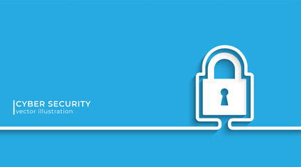 Leinwandbilder - Cyber security line icon with silhouette. Secure service, protect data, internet safety. Line vector illustration modern design for template design, business infographic, web, brochure and banner.