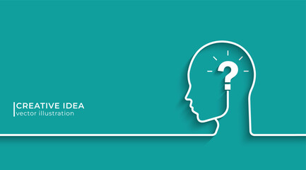 Poster - Human head icon silhouette with question mark as conceptual symbol. innovation and creative idea concepts. Vector illustration design for template design, business, web, brochure and banner.