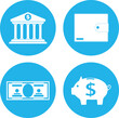 Banking icons, wallet, piggy bank, banknote, bank icon. Vector, design illustration. Vector.