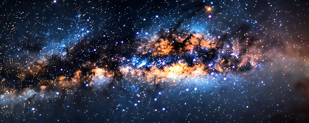 Wall Mural - Outer space sky with Stars. Galaxy universe black background of shiny starfield texture.