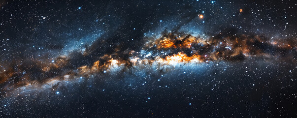 Wall Mural - Outer space sky with Stars. Galaxy universe black background of shiny starfield texture.
