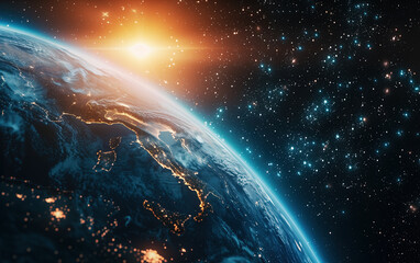 Wall Mural - the earth in space,created with generative ai tecnology.