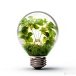 Light bulb with plants growing inside