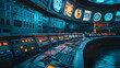 © arhendrix - Close-up shot of the control room inside a nuclear power plant, featuring high-tech monitoring equipment and glowing screens.