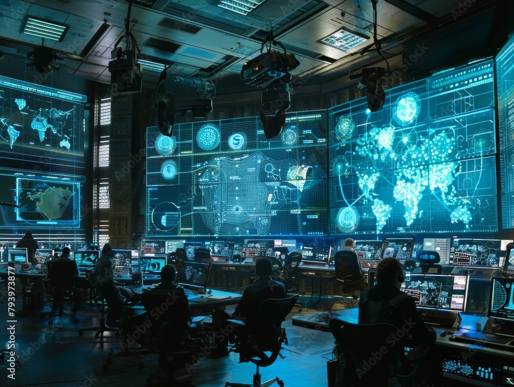 War Room Sci-Fi Movie Generals View War Strategy Military Briefing ...