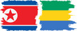 Gabon and North Korea grunge flags connection vector
