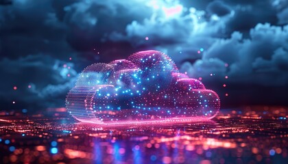 A large blue cloud with a bright orange glow by AI generated image