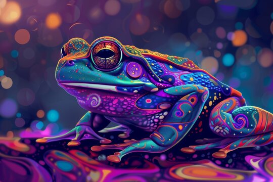 psychedelic animal beautiful colors frog 