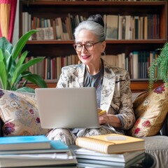 Wall Mural - Confident senior businesswoman in home office